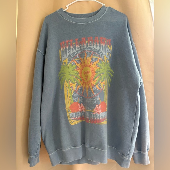 Billabong Sweaters - Billabong Dusty Blue Tropical Sun Graphic Crewneck